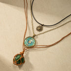 3-Piece Layered Pendant Necklace Set - Electroplated Alloy - alternate view 4