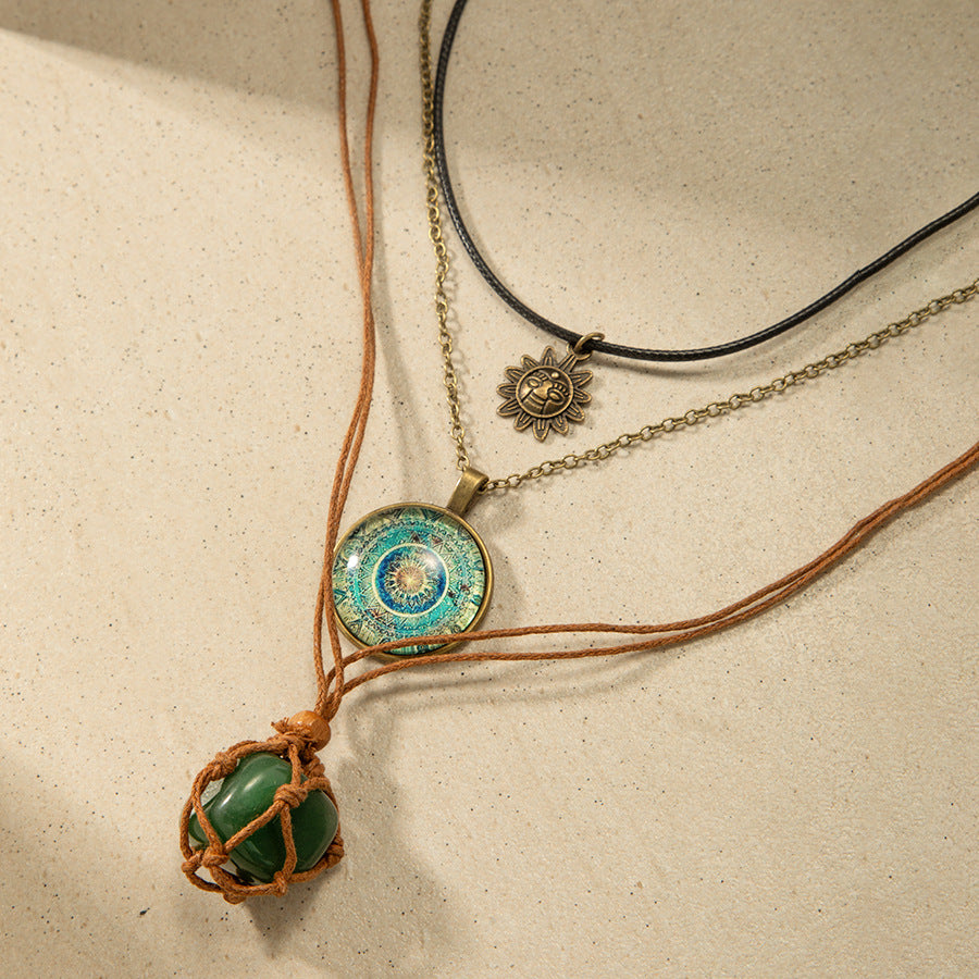 3-Piece Layered Pendant Necklace Set - Electroplated Alloy - alternate view 4