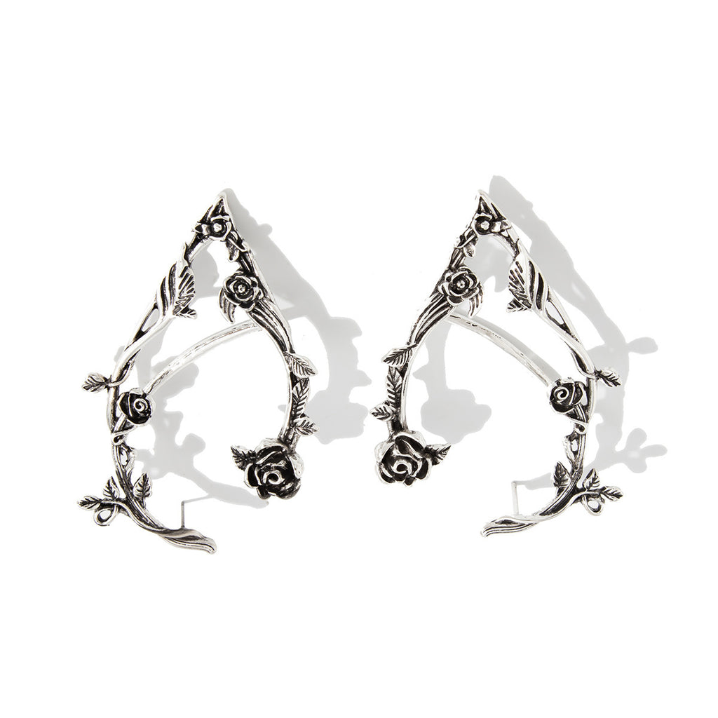 Vintage Rose Vine Ear Cuff Earrings - Alloy