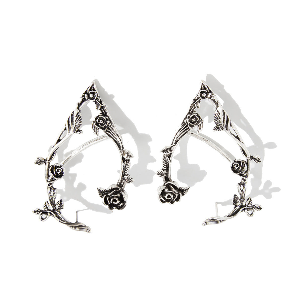 Vintage Rose Vine Ear Cuff Earrings - Alloy