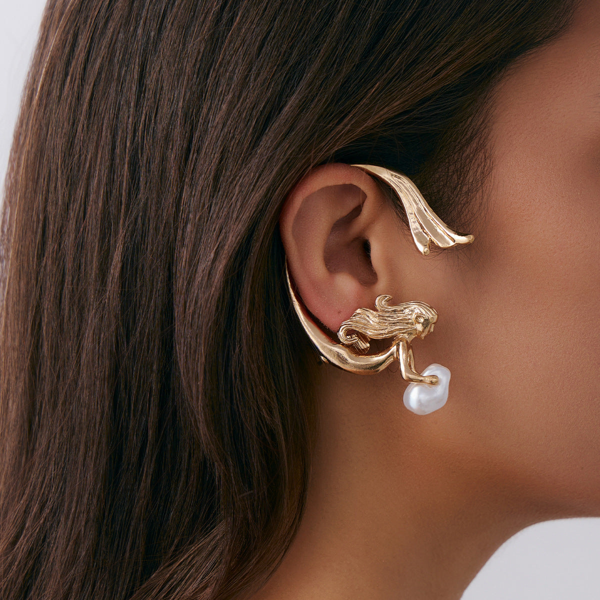 Gold-Tone Floral Imitation Pearl Right Ear Cuff - Alloy - alternate view 4
