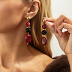 Gold-Tone Resin Bead Drop Earrings - CCB & Resin - alternate view 2