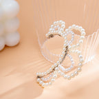Handwoven Pearl Bow Hair Clip - 7 x 5.5 cm - alternate view 4