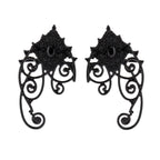 Black Gothic Filigree Scroll Drop Earrings - Alloy, 7 cm
