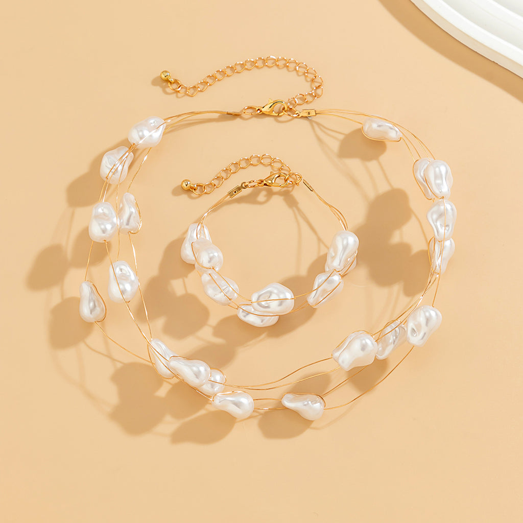Imitation Pearl Multi-Strand Necklace & Bracelet - alternate view 5