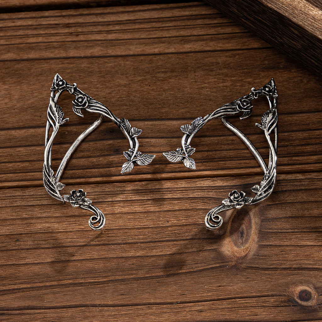 Vintage Rose Vine Ear Cuff Earrings - Alloy - alternate view 4