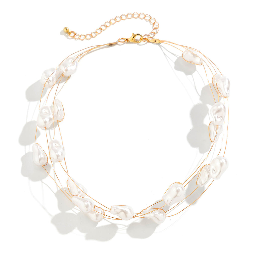Imitation Pearl Multi-Strand Necklace & Bracelet
