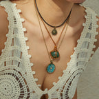 3-Piece Layered Pendant Necklace Set - Electroplated Alloy - alternate view 3