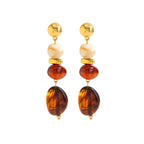 Gold-Tone Resin Bead Drop Earrings - CCB & Resin