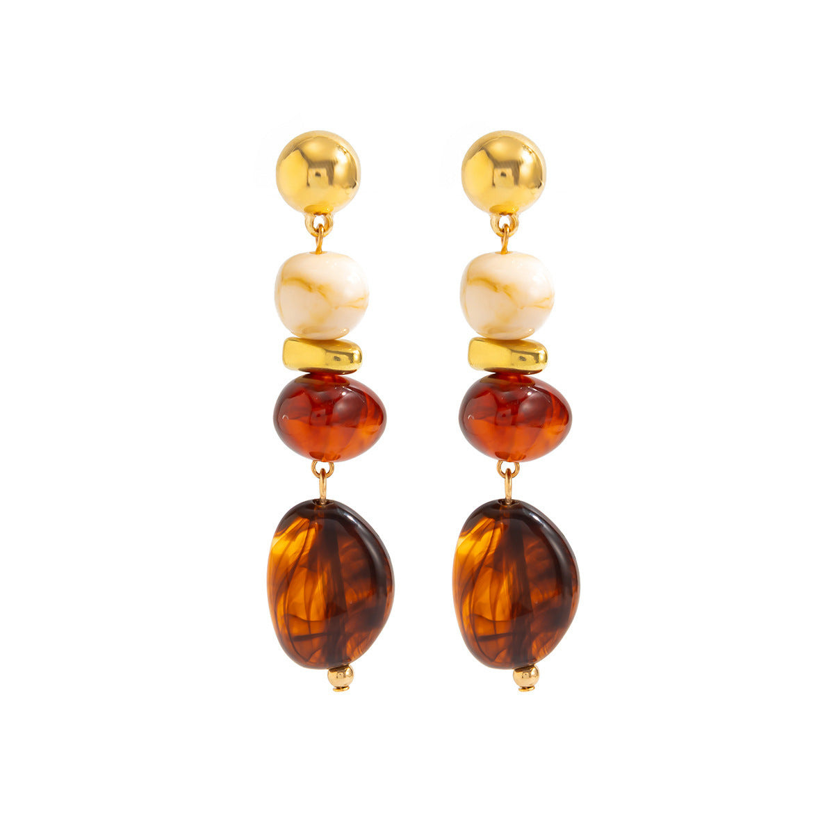 Gold-Tone Resin Bead Drop Earrings - CCB & Resin