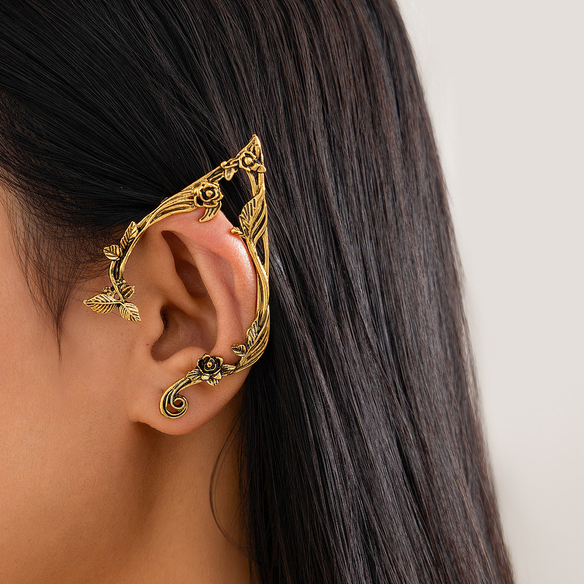 Vintage Rose Vine Ear Cuff Earrings - Alloy - alternate view 7