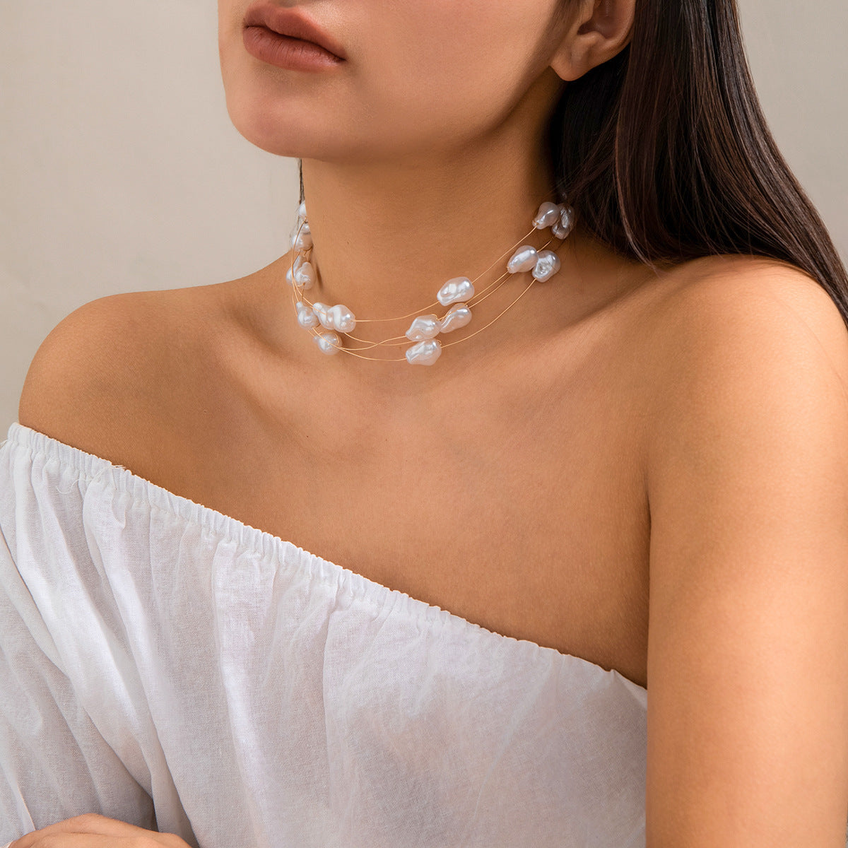 Imitation Pearl Multi-Strand Necklace & Bracelet - alternate view 6