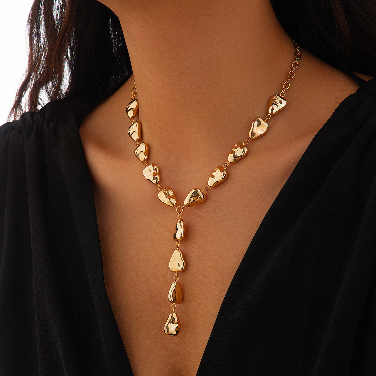 Irregular Pebble Y-Drop Necklace - 4 Styles - alternate view 8