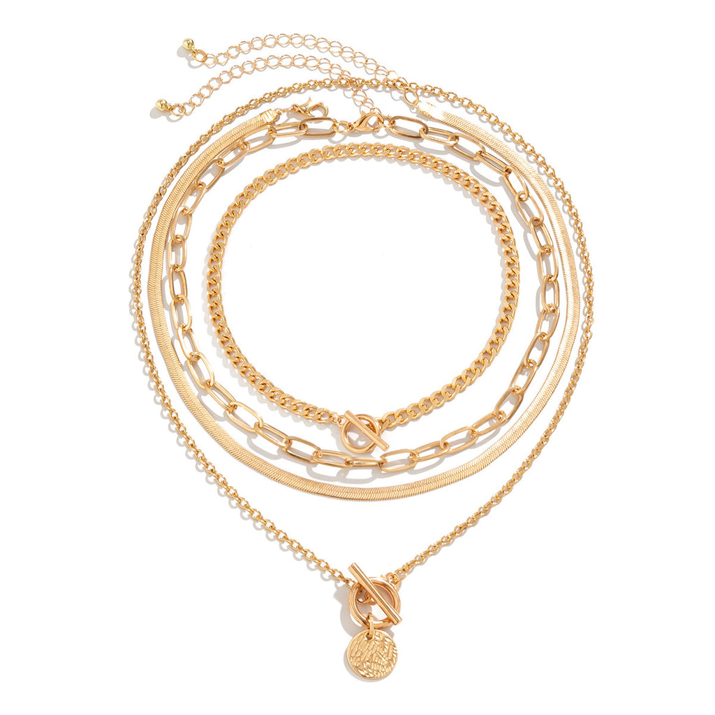 Layered Toggle Pendant Necklace - Zinc Alloy, 4 Styles