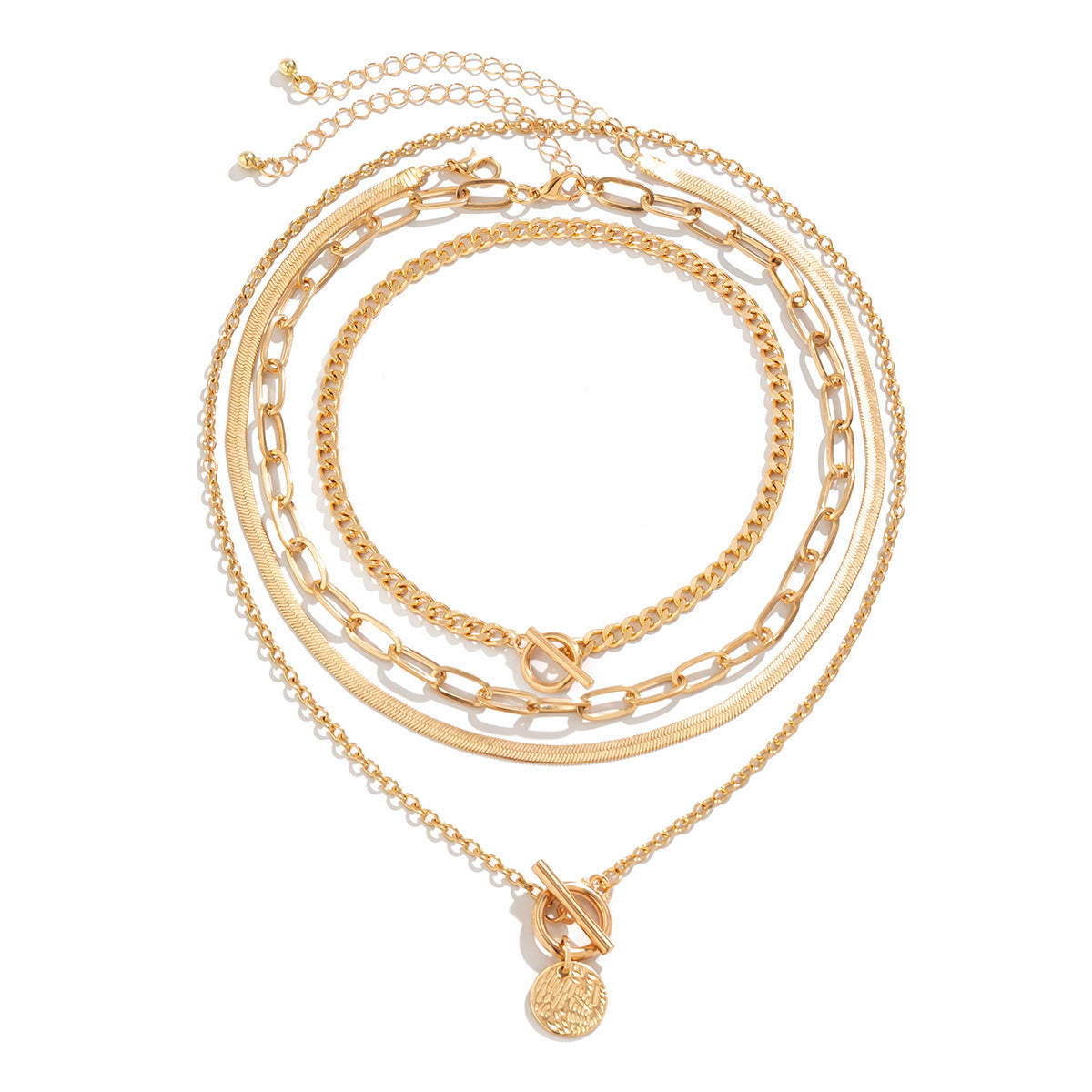 Layered Toggle Pendant Necklace - Zinc Alloy, 4 Styles