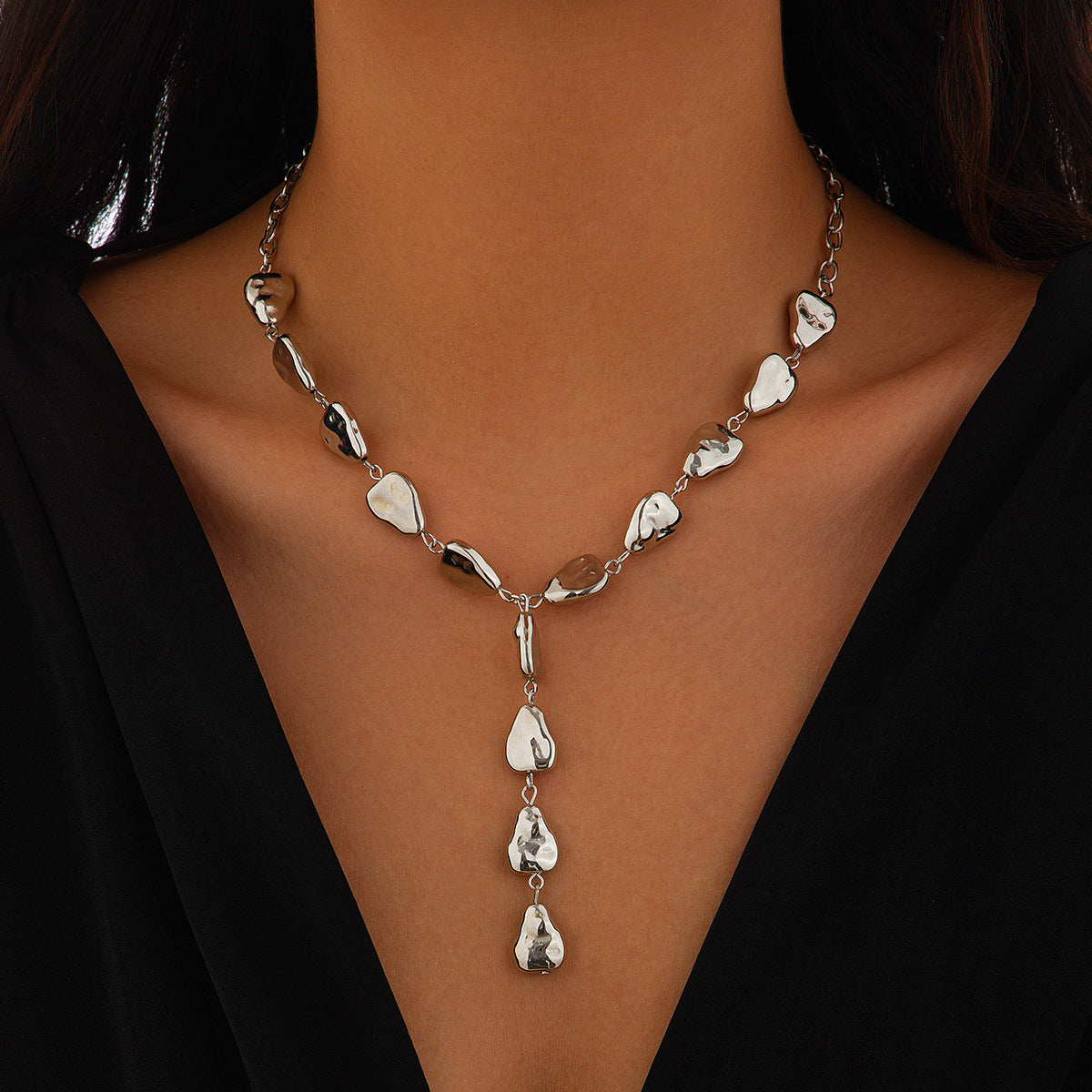 Irregular Pebble Y-Drop Necklace - 4 Styles - alternate view 3