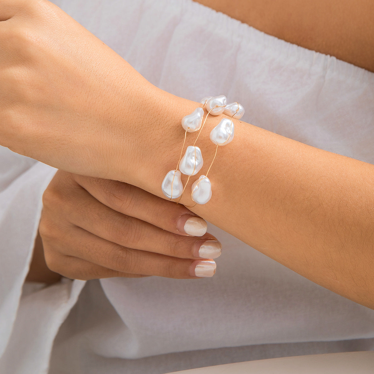Imitation Pearl Multi-Strand Necklace & Bracelet - alternate view 7